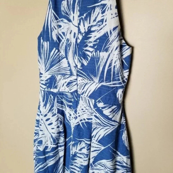 Eliza J Blue  White Leaf Botanical Fit and Flare Dress 10 - Picture 7 of 14